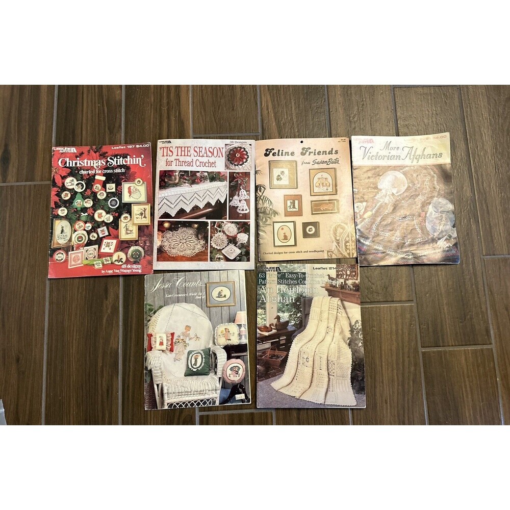 Leisure Arts Susan Bates Jessa Counts Vintage Cross Stitch Leaflets Lot Of 6